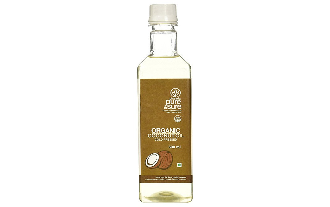 Pure & Sure Organic Coconut Oil    Glass Bottle  500 millilitre